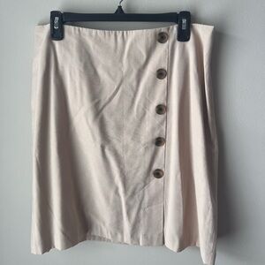 Ann Taylor Cream A-Line Skirt with Button Detail